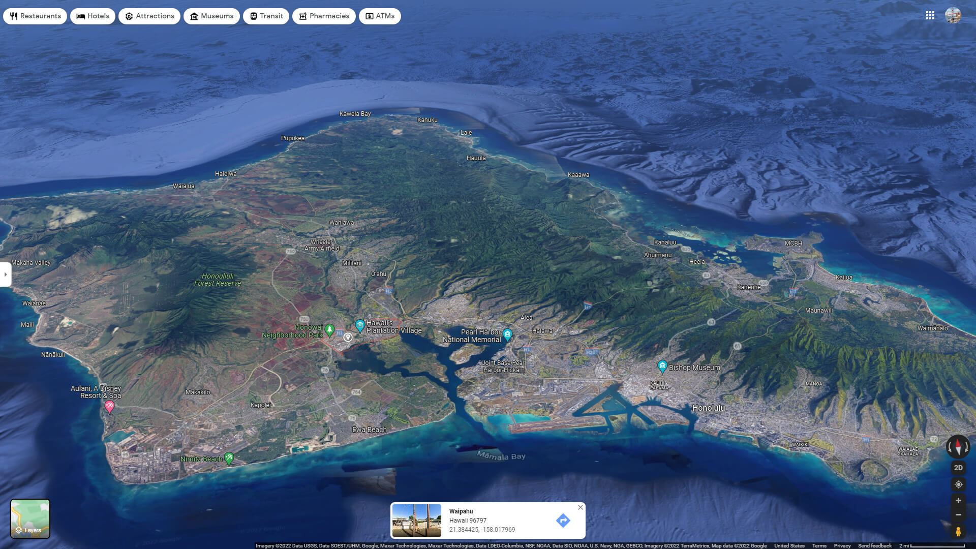 Waipahu Aerial Map Hawaii